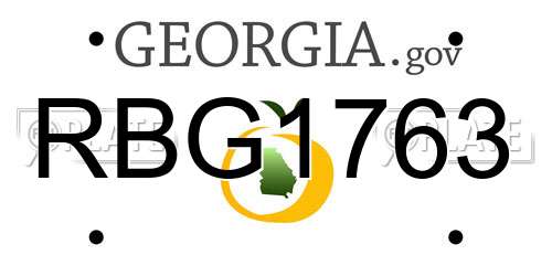 RBG1763 Georgia License Plate