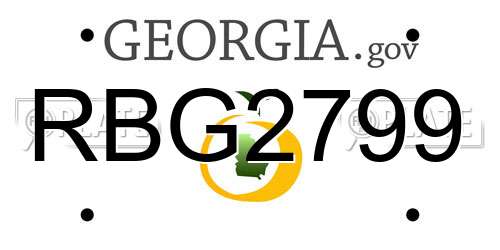 RBG2799 Georgia License Plate