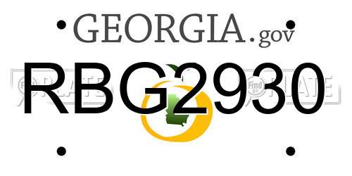 RBG2930 Georgia License Plate