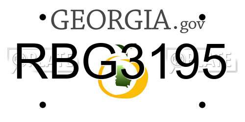 RBG3195 Georgia License Plate