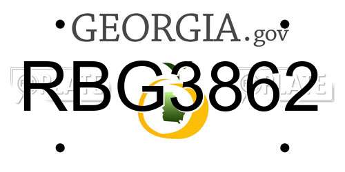 RBG3862 Georgia License Plate