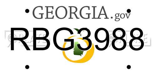 RBG3988 Georgia License Plate
