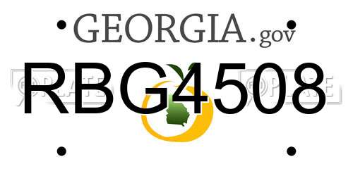 RBG4508 Georgia License Plate