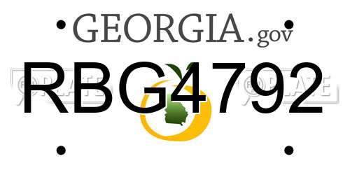 RBG4792 Georgia License Plate