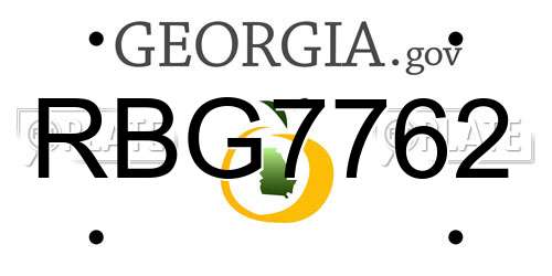 RBG7762 Georgia License Plate