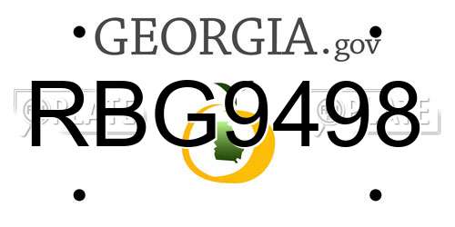 RBG9498 Georgia License Plate