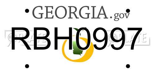 RBH0997 Georgia License Plate