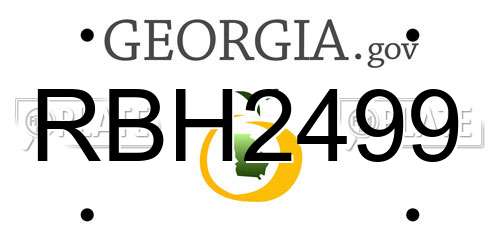 RBH2499 Georgia License Plate