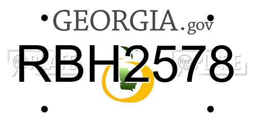 RBH2578 Georgia License Plate