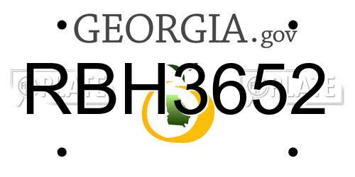 RBH3652 Georgia License Plate