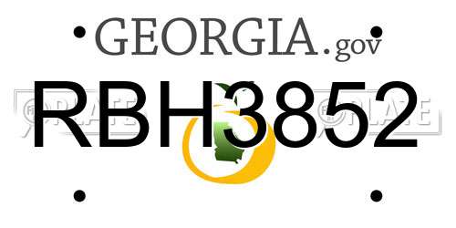 RBH3852 Georgia License Plate