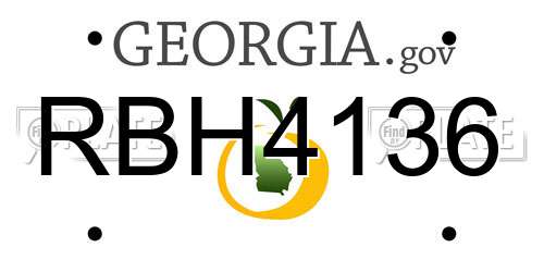 RBH4136 Georgia License Plate