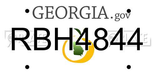 RBH4844 Georgia License Plate