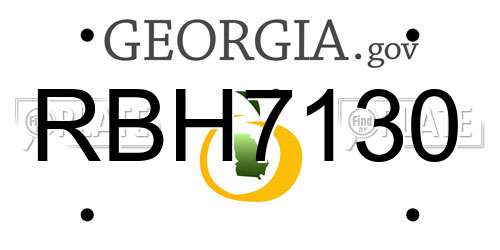 RBH7130 Georgia License Plate