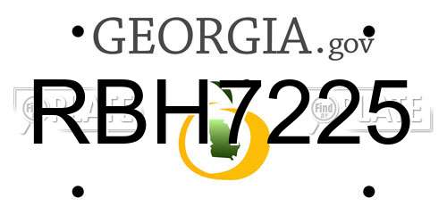 RBH7225 Georgia License Plate