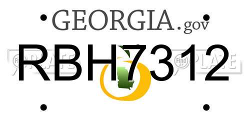 RBH7312 Georgia License Plate
