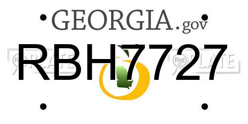 RBH7727 Georgia License Plate