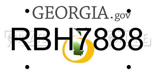 RBH7888 Georgia License Plate