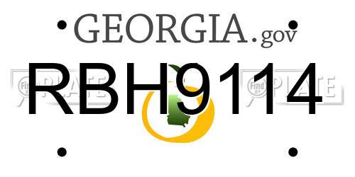 RBH9114 Georgia License Plate