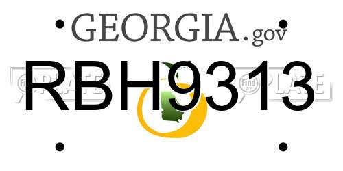 RBH9313 Georgia License Plate