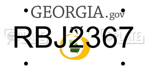 RBJ2367 Georgia License Plate
