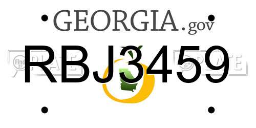 RBJ3459 Georgia License Plate