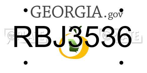 RBJ3536 Georgia License Plate