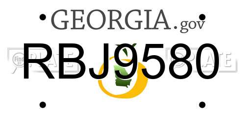 RBJ9580 Georgia License Plate