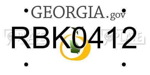 RBK0412 Georgia License Plate