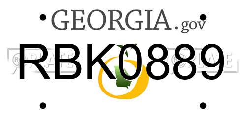 RBK0889 Georgia License Plate