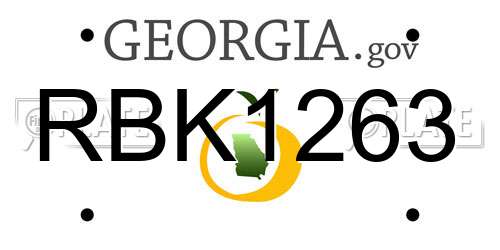 RBK1263 Georgia License Plate