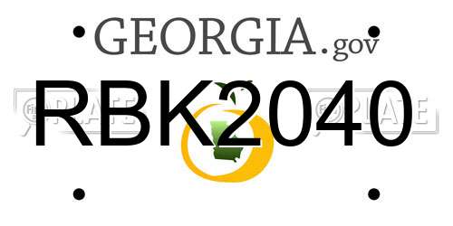 RBK2040 Georgia License Plate