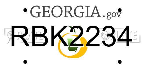 RBK2234 Georgia License Plate