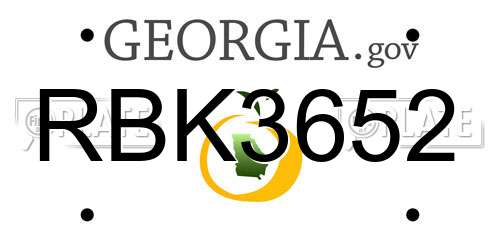 RBK3652 Georgia License Plate