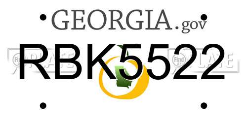 RBK5522 Georgia License Plate