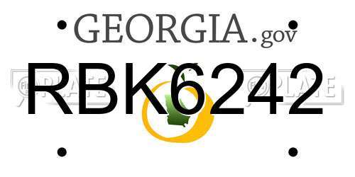 RBK6242 Georgia License Plate