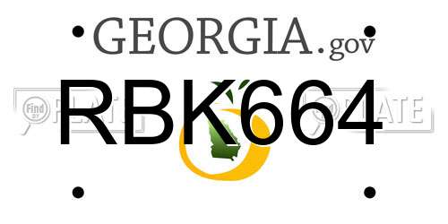 RBK664 Georgia License Plate