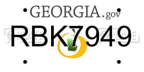 RBK7949 Georgia License Plate