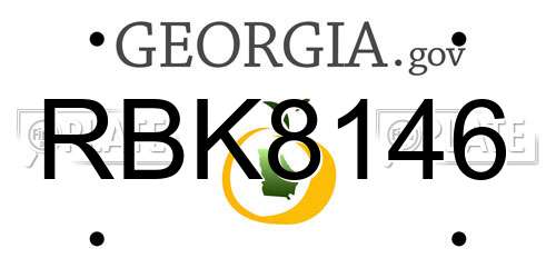 RBK8146 Georgia License Plate
