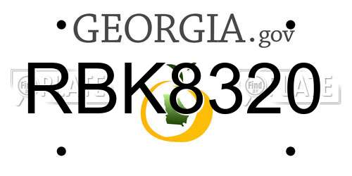 RBK8320 Georgia License Plate