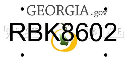 RBK8602 Georgia License Plate