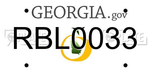 RBL0033 Georgia License Plate