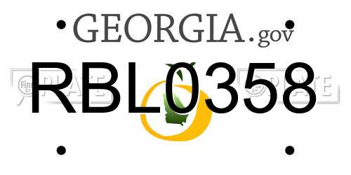 RBL0358 Georgia License Plate