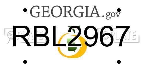 RBL2967 Georgia License Plate