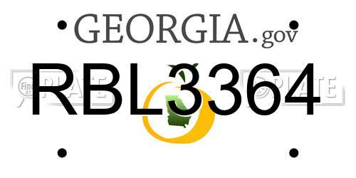 RBL3364 Georgia License Plate