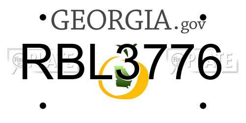RBL3776 Georgia License Plate