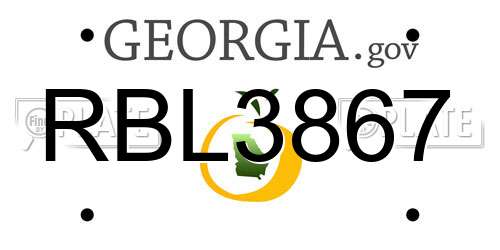 RBL3867 Georgia License Plate