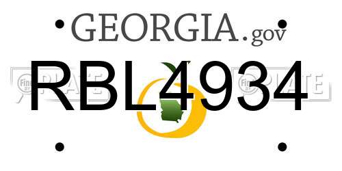 RBL4934 Georgia License Plate