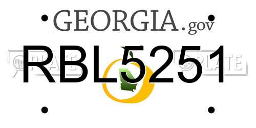 RBL5251 Georgia License Plate