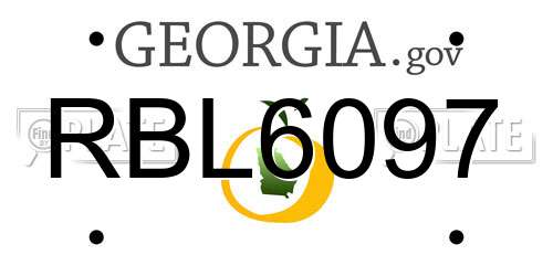 RBL6097 Georgia License Plate